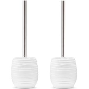 Set van 2x stuks toiletborstels met witte houder abstract polyresin 37,5 cm