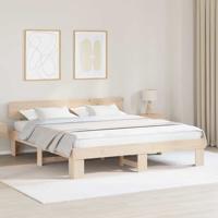 Bedframe met hoofdeinde Naturel 180 x 200 cm Massief grenenhout