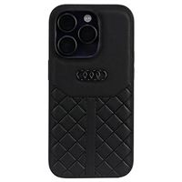 iPhone 14 Pro Audi Leder Bekleed Hoesje - Zwart