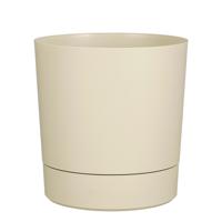 Mica Decorations Bloempot Coco - met onderschaal - beige - H40 x D38 cm - kunststof