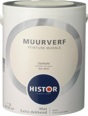 Histor Perfect Finish Muurverf Mat - Zonlicht RAL 9010 - 5 liter