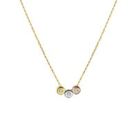14k Tricolor Gouden Collier Zirkonia 42-46cm Geel Rosé Wit