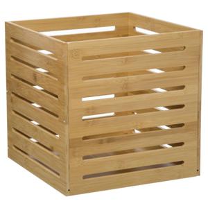 Fruitkisten opslagbox - open structuur - lichtbruin - hout - L31 x B31 x H31 cm   -