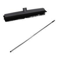 Bezemsteel en Bezemkop - L120 cm - rubber/chroom - zilver - schoonmaken - binnen Bezemsteel en Bezemkop - L120 cm - rubber/chroom - zilver - schoonmaken - binnen