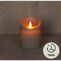 LED Rustiek stompkaars taupe 7,5x10cm