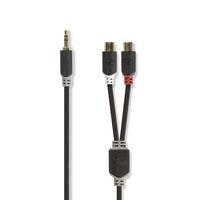Stereo audiokabel | 3,5 mm male - 2x RCA female | 0,2 m | Antraciet [CABW22250AT02]