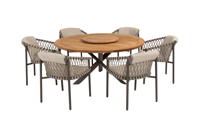 4 Seasons Allora / Prado ronde tuinset Ø160 cm. (7-delig) + draaiplateau - terre 4 Seasons Allora / Prado ronde tuinset Ø160 cm. (7-delig) + draaiplateau - terre