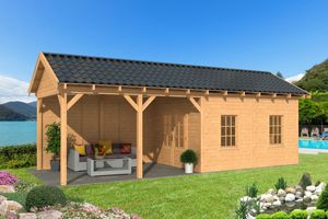 Lariks/Douglas Overkapping Hamar L type 11 blank 903x395 cm- Zadeldak- Onbehandeld lariks Douglas hout- Tuindeco