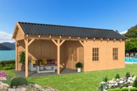 Lariks/Douglas Overkapping Hamar L type 11 blank 903x395 cm- Zadeldak- Onbehandeld lariks Douglas hout- Tuindeco