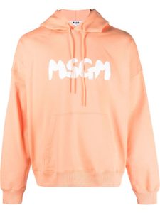 MSGM hoodie en coton à logo imprimé - Orange