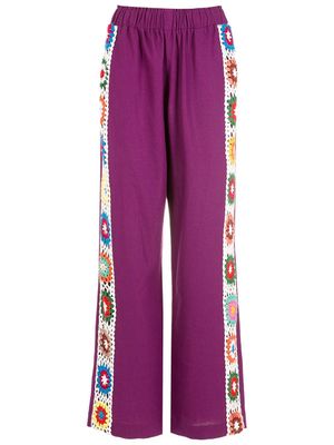 Olympiah pantalon de jogging à bandes en crochet - Violet