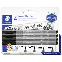 Staedtler Viltstift Intense Black 37 BK4-1 Zwart 1 mm, 2 mm 4 stuk(s) - thumbnail