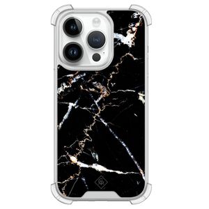 iPhone 14 Pro siliconen shockproof hoesje - Marmer zwart