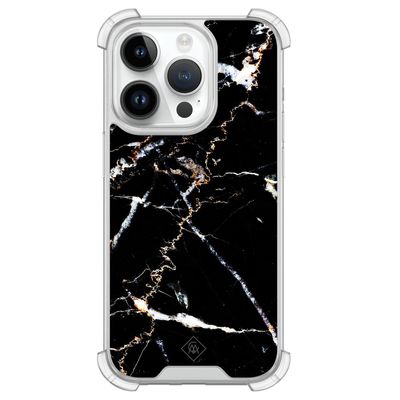 iPhone 14 Pro siliconen shockproof hoesje - Marmer zwart