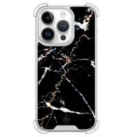 iPhone 14 Pro siliconen shockproof hoesje - Marmer zwart