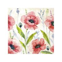 Ihr tafel servetten - bloemen klaprozen print - 40x stuks - 33 x 33 cm - 3 laags