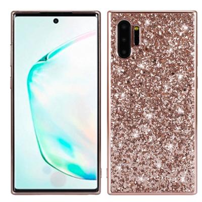 Plating glittery poeder schokbestendig TPU Case voor Galaxy Note 10 + (Rose Gold)