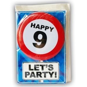 Happy Age Kaart Button - 9 Jaar