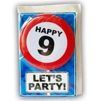 Happy Age Kaart Button - 9 Jaar - thumbnail