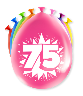 Party Ballonnen Hoera 75 Jaar - 8 Stuks