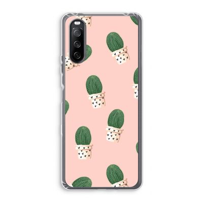 Cactusprint roze: Sony Xperia 10 III Transparant Hoesje