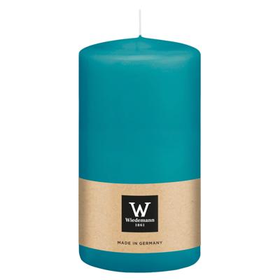 Cilinderkaars/stompkaars - turquoise blauw - 13 x 7 cm - 52 branduren