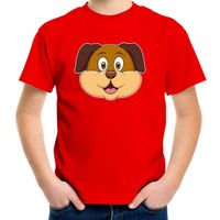 Cartoon hond t-shirt rood voor jongens en meisjes - Cartoon dieren t-shirts kinderen