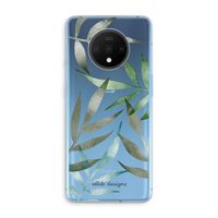 Tropical watercolor leaves: OnePlus 7T Transparant Hoesje