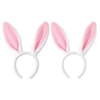 Verkleed Diadeem met witte konijnen - 4x - hazen oren - paashaas - verkleden - Pasen