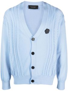 Viktor & Rolf cardigan en maille torsadée à col v - Bleu