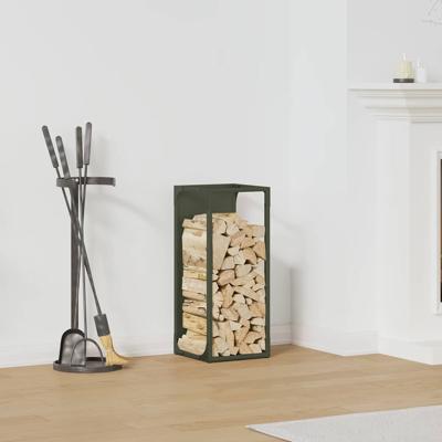 Brandhoutrek 25x25x60 cm koudgewalst staal olijfgroen