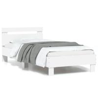 Bedframe met hoofdbord en LED-verlichting wit 90x190 cm - thumbnail