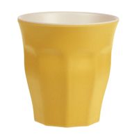 Onbreekbare kunststof/melamine gele drinkbeker 9 x 8.7 cm voor outdoor/camping