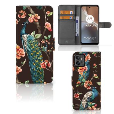 Motorola Moto G32 | Telefoonhoesje | Met pasjeshouder | Pauw met Bloemen