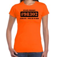 Boeven / gevangenen psych ward verkleed shirt oranje dames - thumbnail