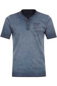 Casa Moda Casual Fit T-Shirt Henley kraag blauw, Effen