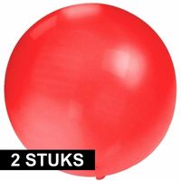 2x stuks ronde rode ballonnen 60 cm groot - thumbnail