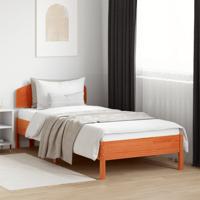 Bedframe zonder matras massief grenenhout wasbruin 100x200 cm