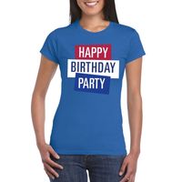 Blauw Toppers Happy Birthday party dames t-shirt officieel - thumbnail
