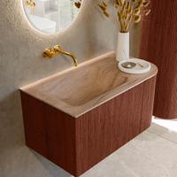 Badmeubel Mondiaz Kurve-Dlux | 85 cm | Meubelkleur Ruby | Wastafelkleur Saba | Solid surface | Wasbak linker zijde spoelbak | Zonder kraangat(en) Badmeubel Mondiaz Kurve-Dlux | 85 cm | Meubelkleur Ruby | Wastafelkleur Saba | Solid surface | Wasbak linker zijde spoelbak | Zonder kraangat(en)