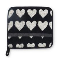 Potholder Hearts Black