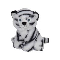 Nature Planet pluche knuffel witte tijger - 16 cm - wilde dieren knuffels