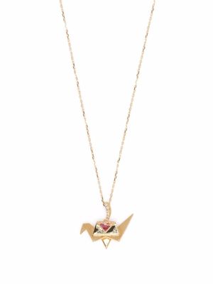 Aurelie Bidermann collier Origami en or 18ct serti de diamants et saphirs