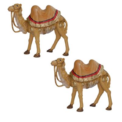 Kamelen beeldje - 2x - 13 cm - dierenbeeldjes - kunststof - miniatuur - kerststal kameel Kamelen beeldje - 2x - 13 cm - dierenbeeldjes - kunststof - miniatuur - kerststal kameel