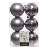 Decoris Kerstballen - 6x st - lila paars - D8 cm - kunststof - kerstversiering