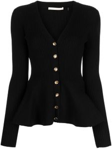 Jason Wu cardigan nervuré à design péplum - Noir