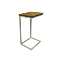 Bijzettafel Fishbone - 38x30x65 - Naturel/Wit - Eiken