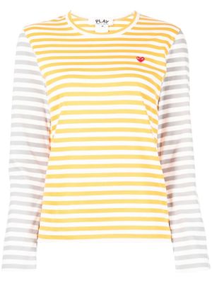 Comme Des Garçons Play t-shirt bicolore à manches longues - Jaune