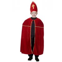 Sinterklaas verkleed cape en mijter - voor kinderen - rood fluweel - thumbnail