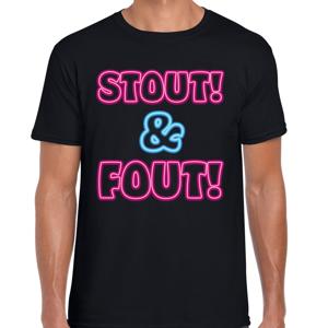 Verkleed T-shirt heren - stout en fout - neon - zwart - themafeest fout/goud/stout